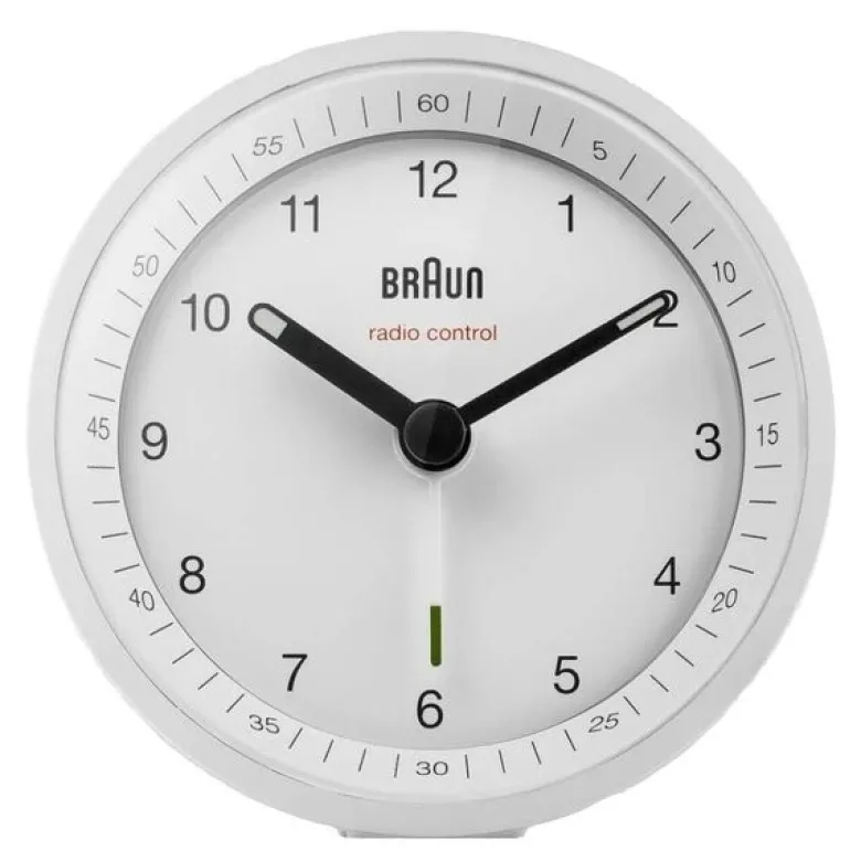 Vekkerklokke analog DCF 8 cm hvit