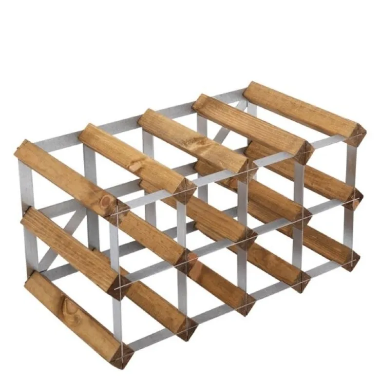 Vinstativ 12 flasker montert lys eik