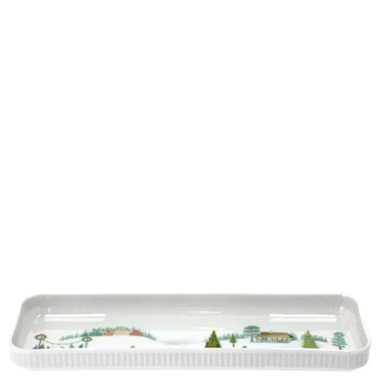 Vinter fat rektangulært 36x12 cm Ildfast porselen hvit