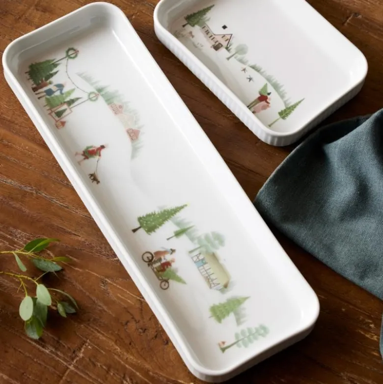 Vinter fat rektangulært 36x12 cm Ildfast porselen hvit
