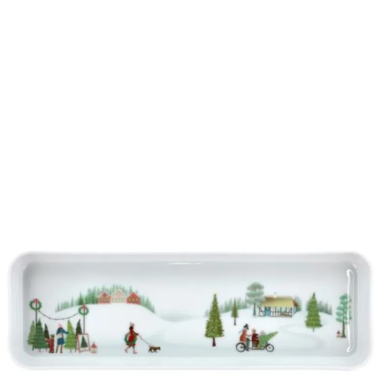 Vinter fat rektangulært 36x12 cm Ildfast porselen hvit