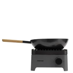 Vulcano wokpanne 36 cm karbonstål/eik