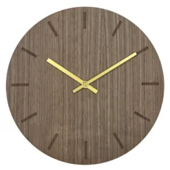 Walnut veggklokke 28 cm valnøtt m/gull viser