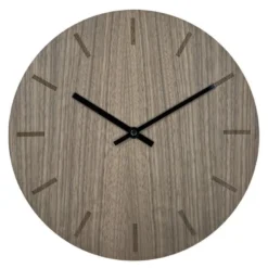 Walnut veggklokke 28 cm valnøtt m/svart viser