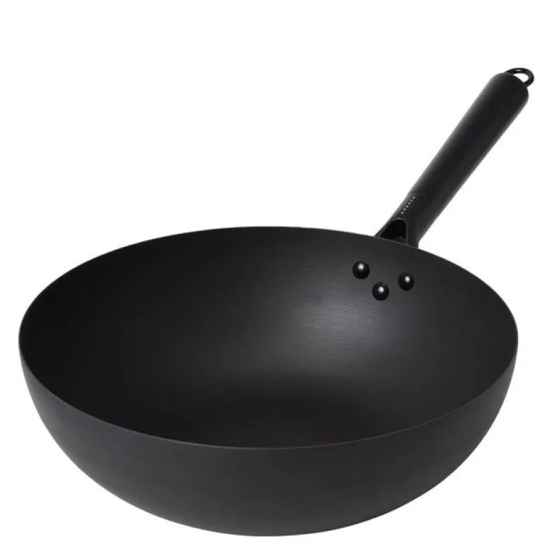 Wokpanne karbonstål 32 cm svart