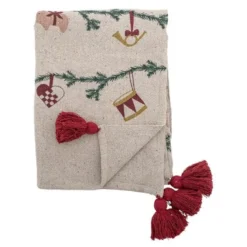 Yule pledd 160x130 cm natur/julemotiv
